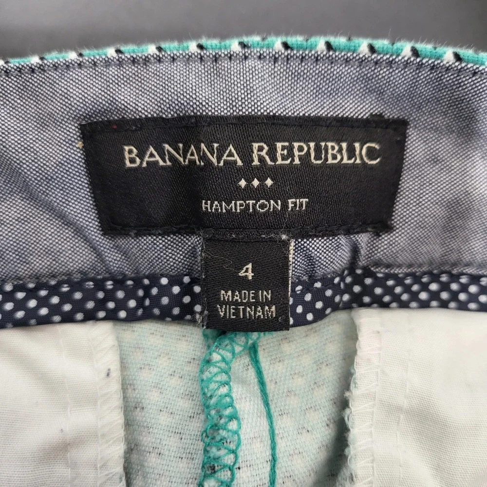 Banana Republic Hampton Fit Green Geometric Diamond‎ Ankle Pants Womens 4 Slim